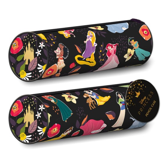 Disney Princess Dark Floral Barrel Pencil Case