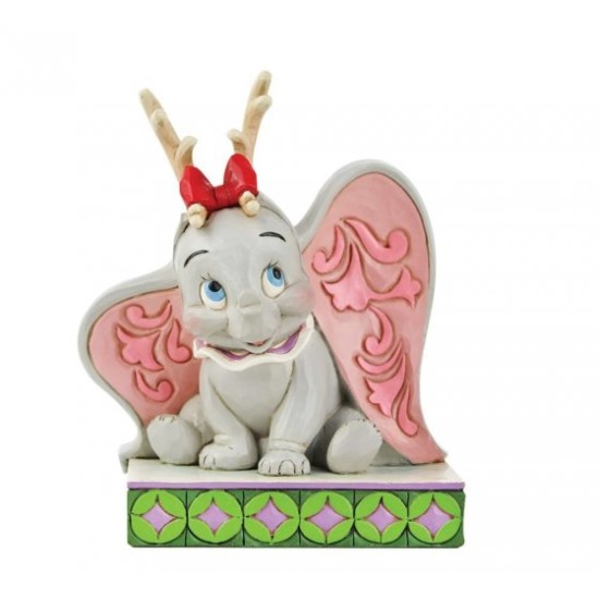 Disney Traditions Santa's Cheerful Helper Flying Dumbo as a Reindeer Figurine