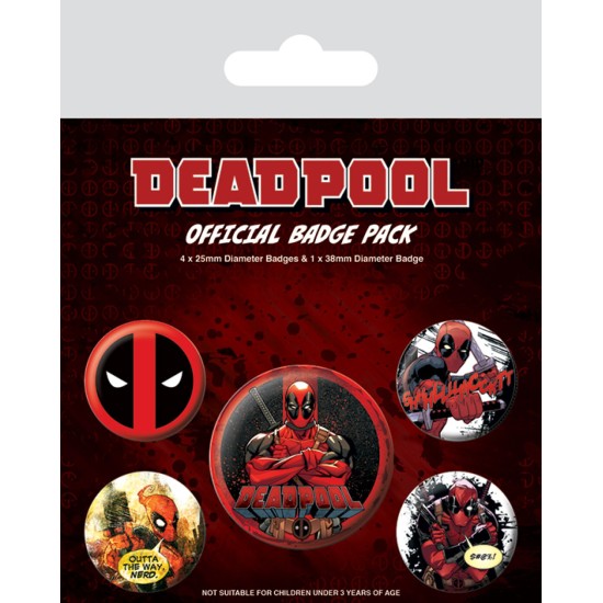 Marvel Deadpool Outta The Way Badge Pack