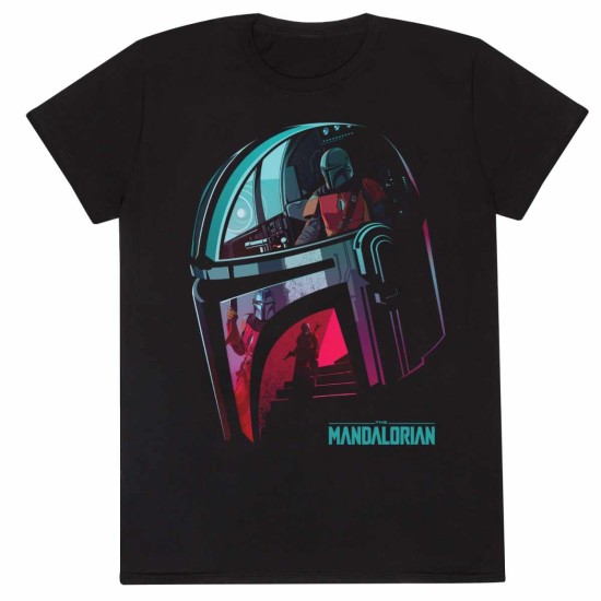 Star Wars Mandalorian Unisex T-Shirt Helmet Reflection Large